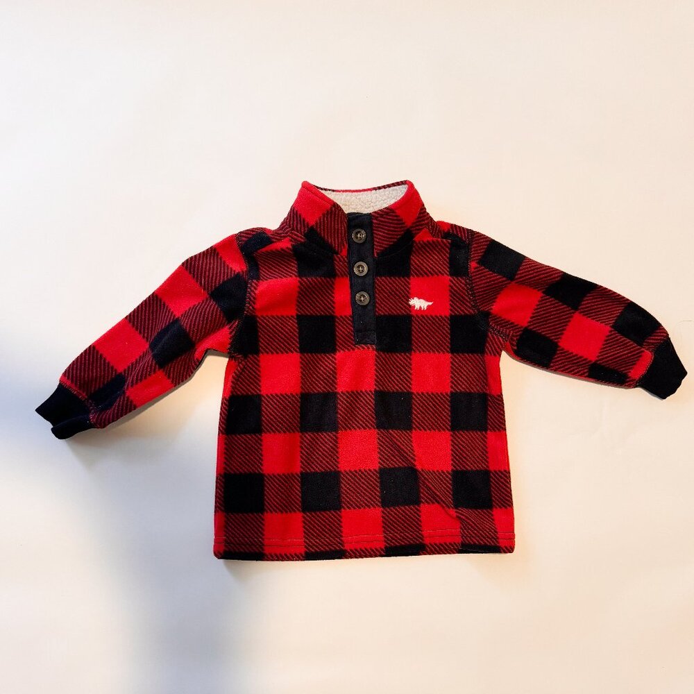 boys henley fleece in buffalo check, size 12 months
